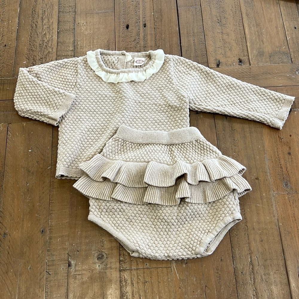 SHEIN neutral knit sweater and bloomer set